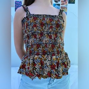 floral print boho flowy strappy top